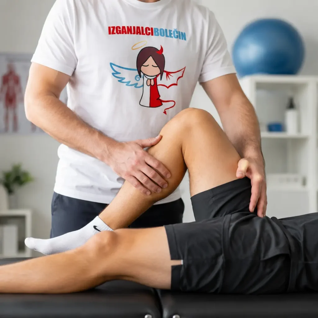 Fizioterapevt izvaja športno rehabilitacijo kolena